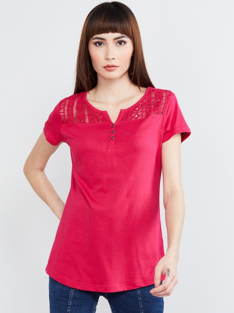 

max Women Fuchsia Solid Tube Pure Cotton Top