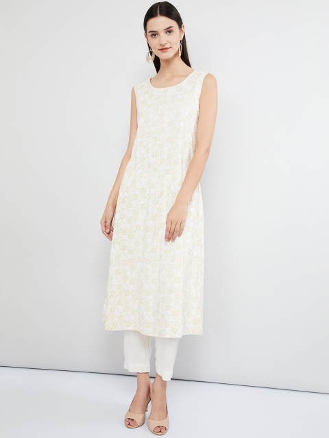 

max Women Off-White Printed Layered Straight Kurta