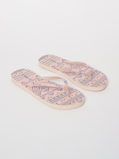 

max Women Pink & Beige Printed Thong Flip-Flops
