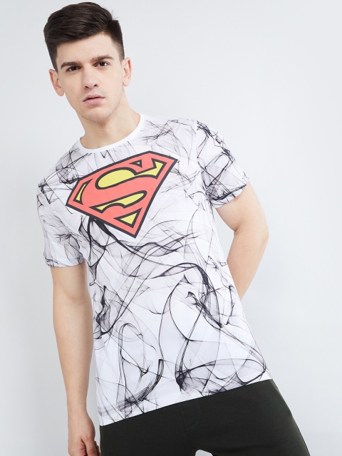 max Men Grey Superman Printed Round Neck T-shirt