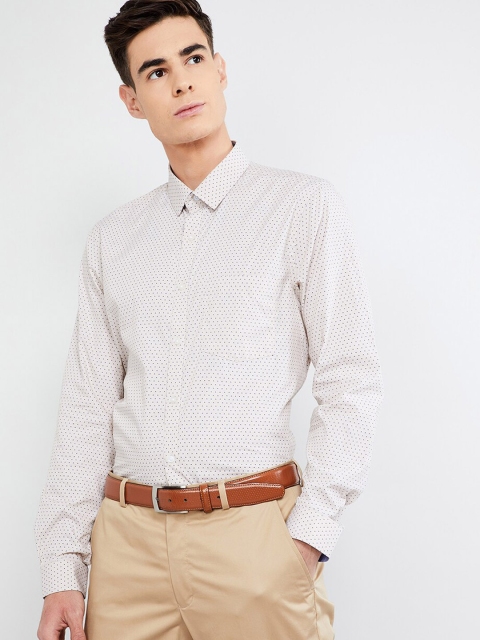 

max Men Beige Slim Fit Printed Casual Shirt