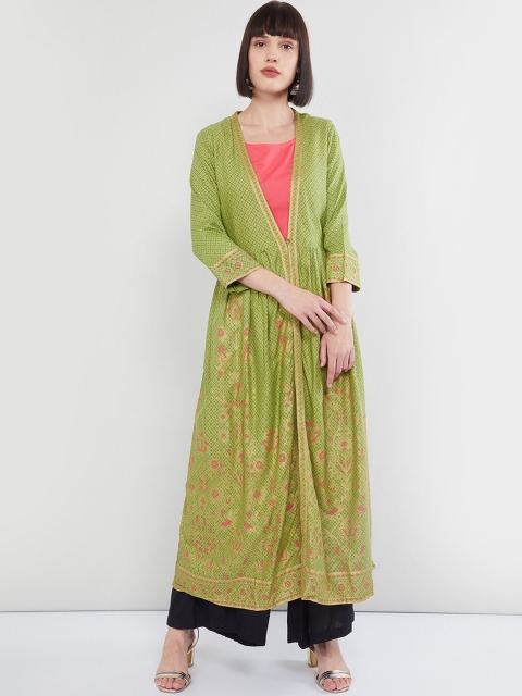 max Women Green Printed Straight Kurta