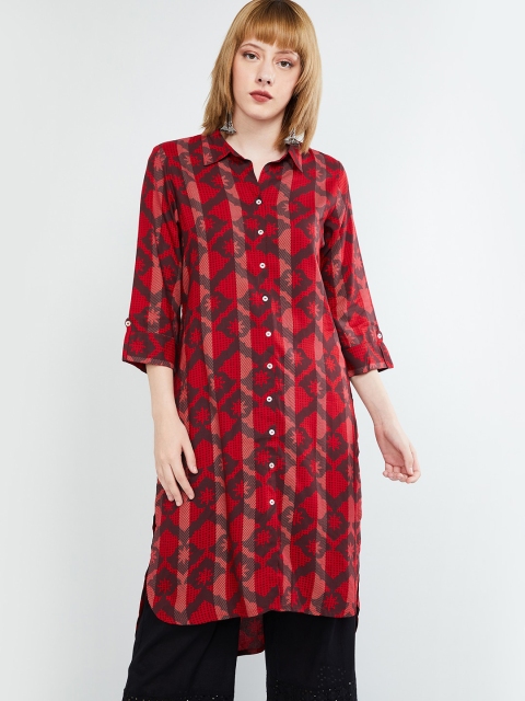 

max Women Red & Maroon Printed Pakistani Style Kurta