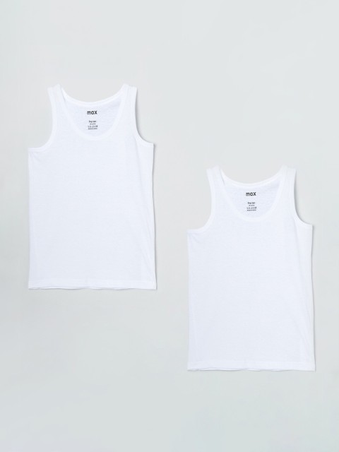 

max Boys Pack Of 2 Solid Basic Innerwear Vests NOS20SFIN06MULTI, White