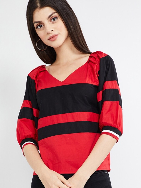 

max Women Red & Black Striped Knitted Top