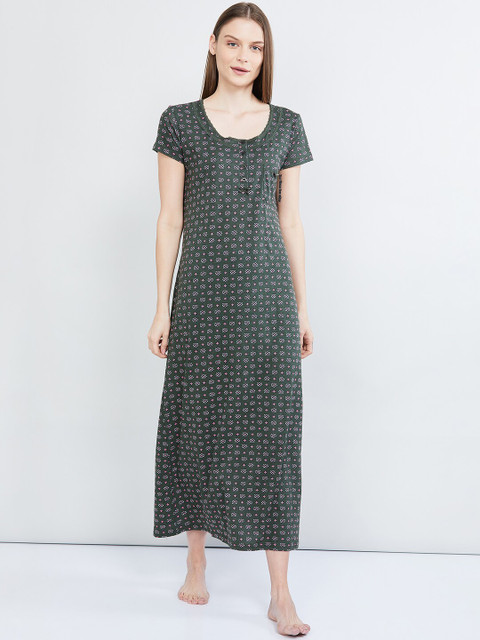 

max Green & Pink Printed Nightdress NH04
