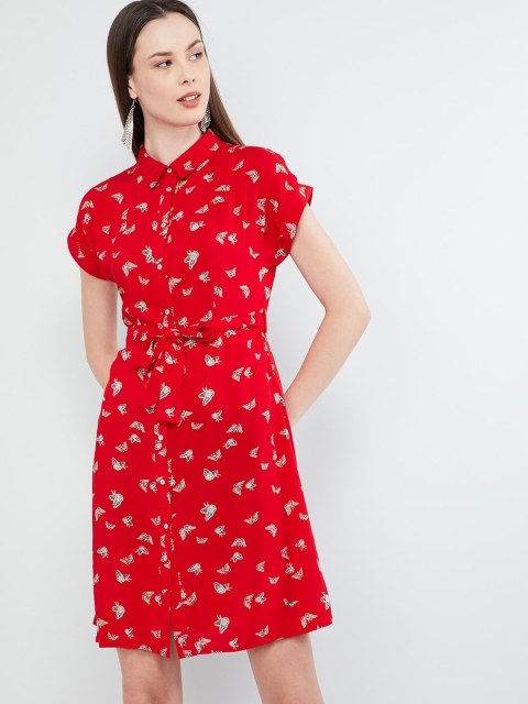 

max Women Red Printed Shirt Dress