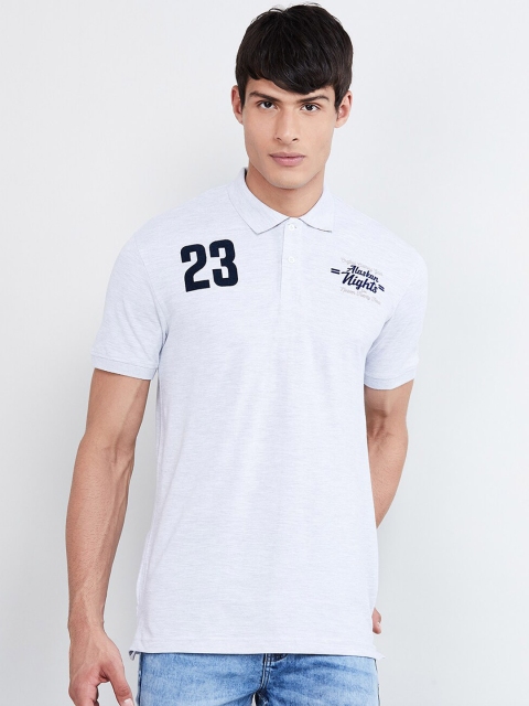 max Men Grey Solid Polo Collar T-shirt