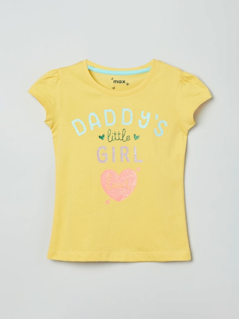 

max Girls Yellow Printed Top