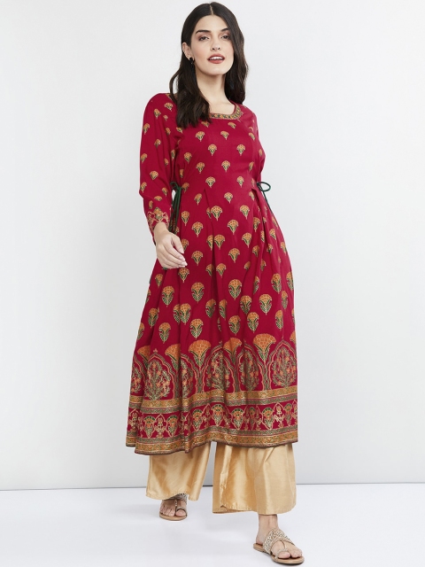 

max Women Pink Printed Anarkali Kurta