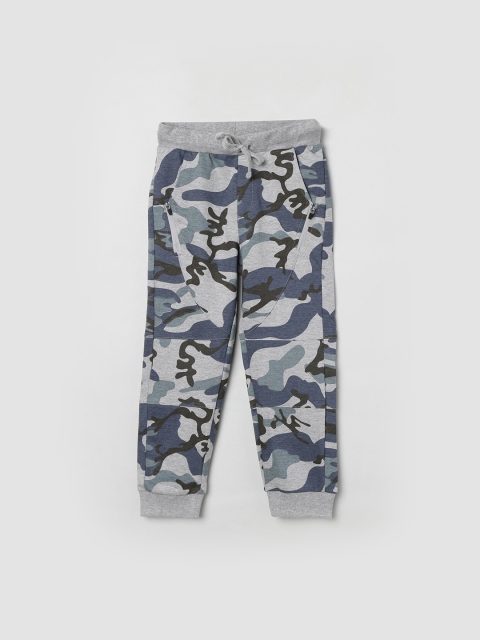 max Boys Grey & Black Camouflage Printed Joggers