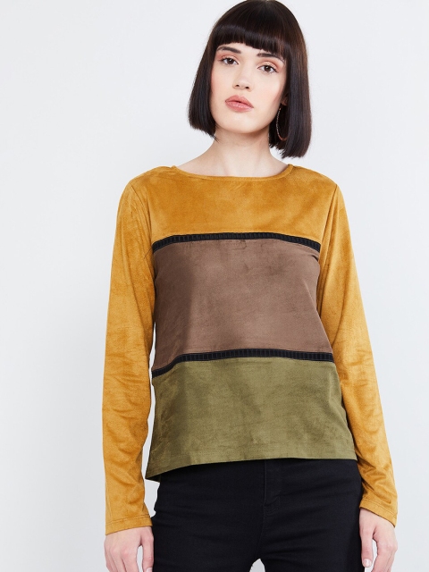 

max Women Yellow & Green Colourblocked Top