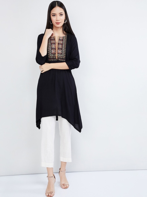 

max Women Black Yoke Design A-Line Kurta