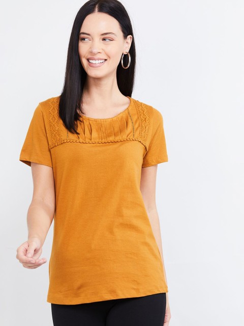 

max Women Yellow Solid Top