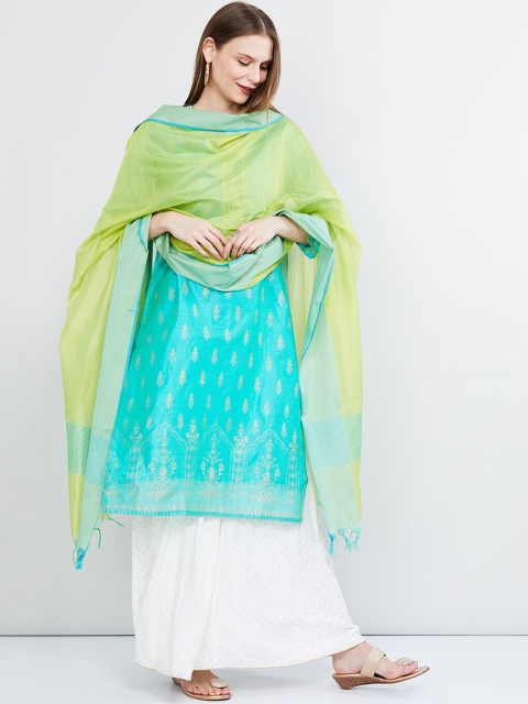 

max Lime Green Solid Dupatta