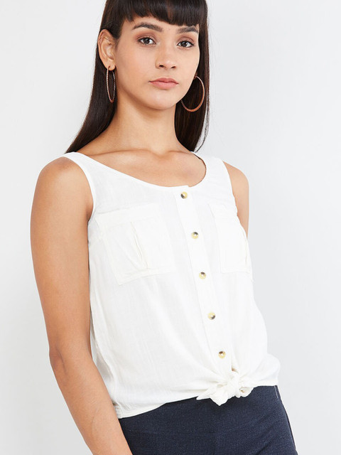 

max Women White Solid Top