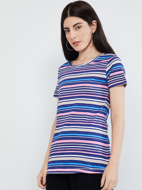 

max Women Blue & Pink Striped Top