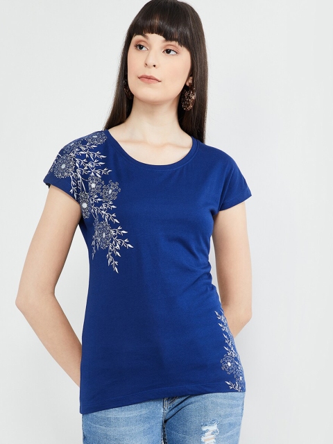 

max Women Blue Printed Top
