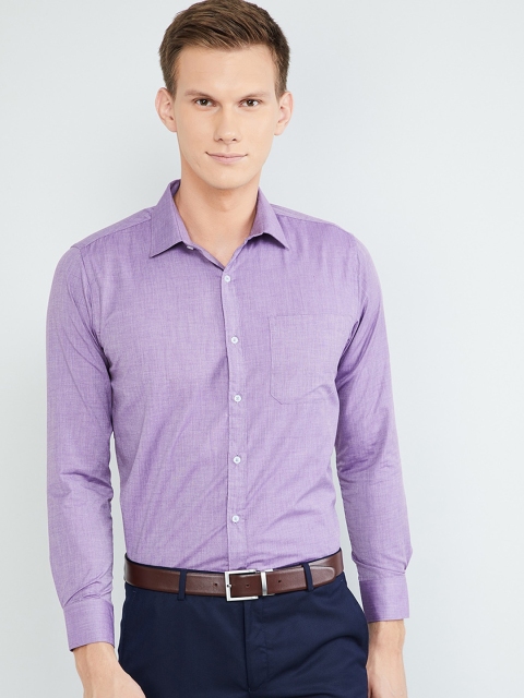 

max Men Purple Regular Fit Solid Formal Shirt