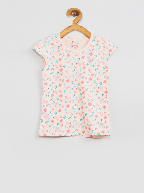 

max Girls Pink & Blue Printed Knitted Top