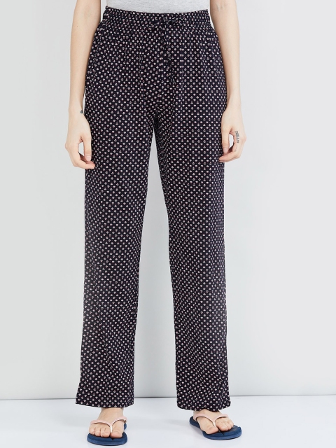 max Women Navy Blue & White Printed Pyjamas