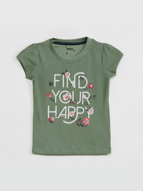 

max Girls Green Printed Top