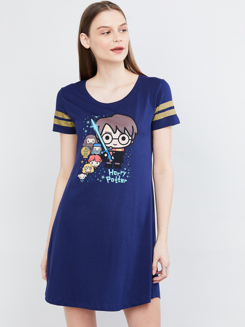 

max Navy Blue Printed Nightdress