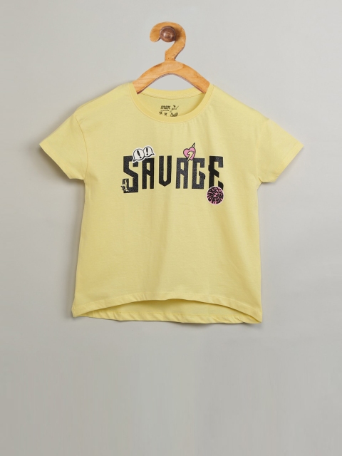 max Girls Yellow Printed Top