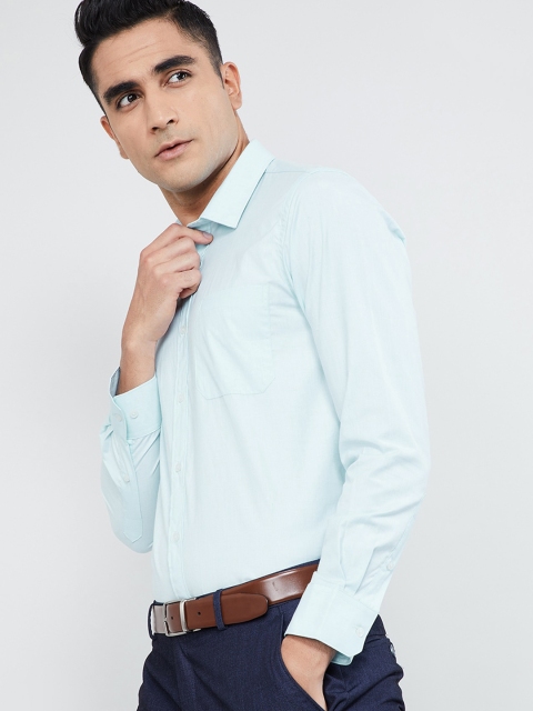 

max Men Blue Regular Fit Solid Formal Shirt