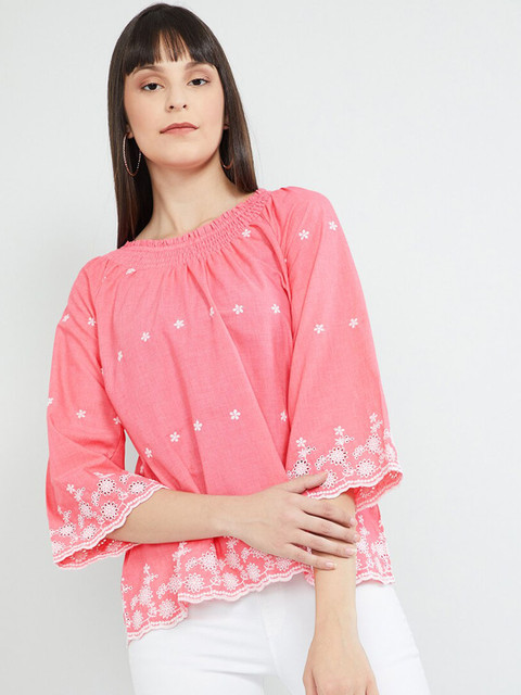 

max Women Pink Floral Embroidered Top