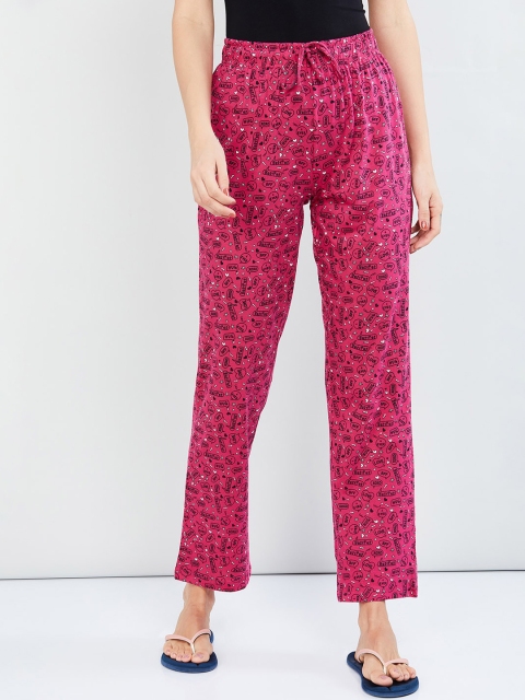 

max Women Pink & Black Conversational Print Lounge Pants