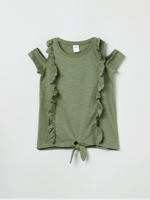 

max Girls Green Solid Knitted Top