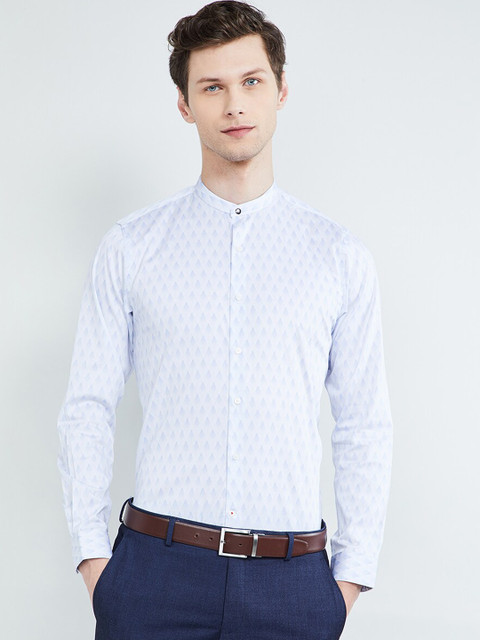 

max Men White Slim Fit Printed Formal Shirt