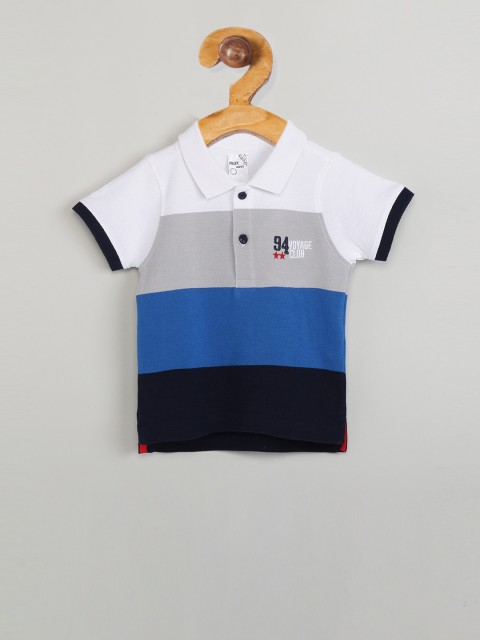 

max Infant Boys Black & Blue Striped Polo Collar T-shirt