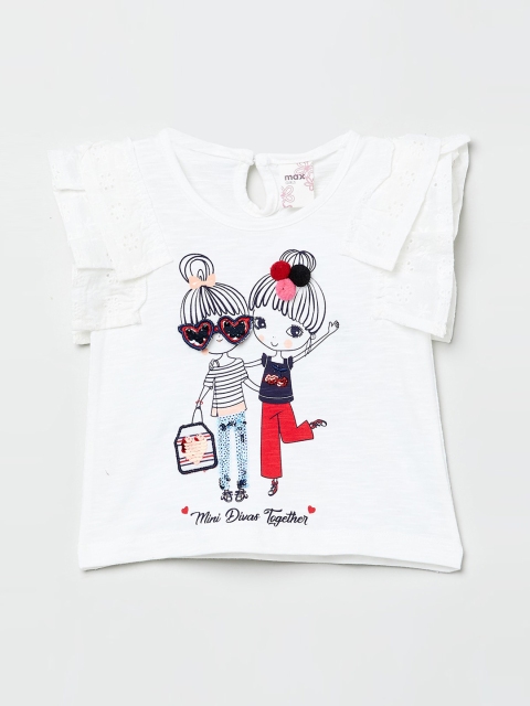 

max Girls White Printed Knitted Top
