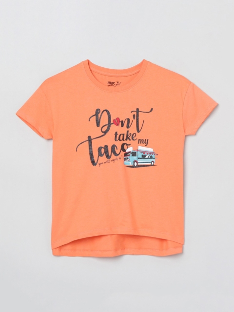 

max Girls Orange Printed High-Low Top