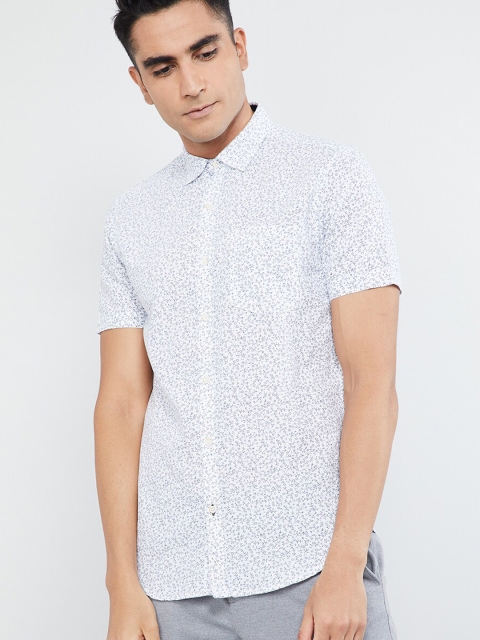 

max Men White & Grey Regular Fit Printed Casual Shirt