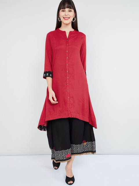 

max Women Red Solid Straight Kurta