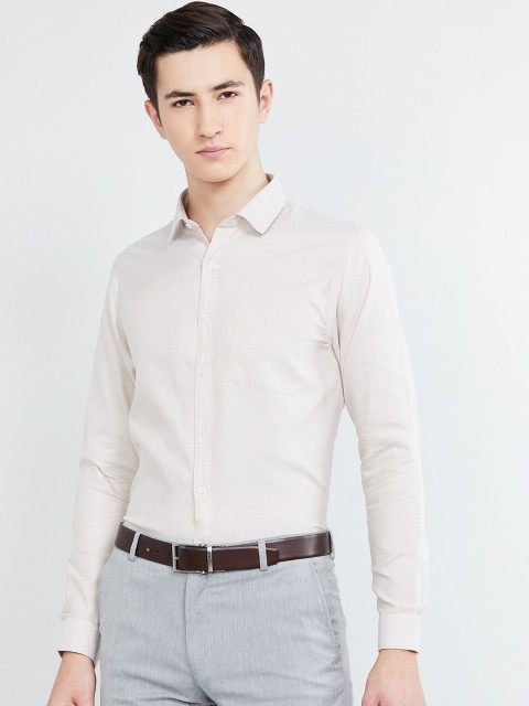 

max Men Beige Slim Fit Solid Formal Shirt