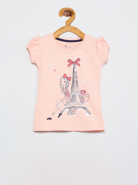 

max Girls Pink Printed A-Line Knitted Top