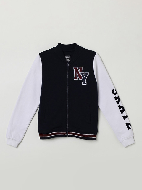 

max Boys Navy Blue & White Printed Sweatshirt