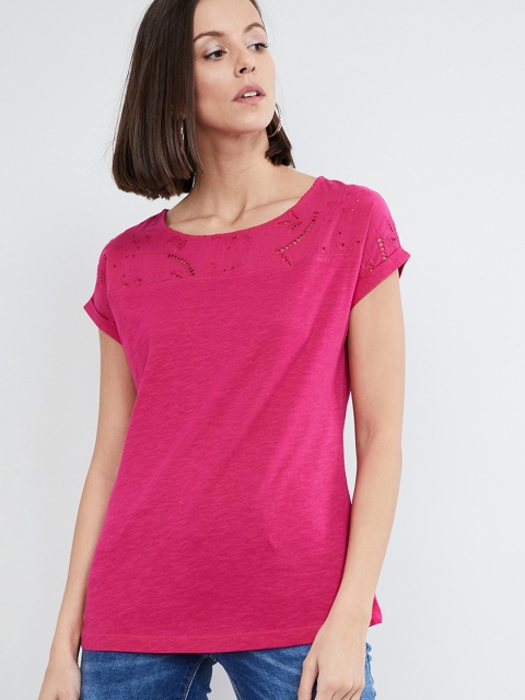 

max Women Fuchsia Pink Solid Top