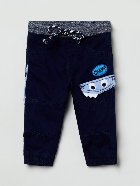 

max Boys Blue & Beige Smart Regular Fit Solid Regular Trousers