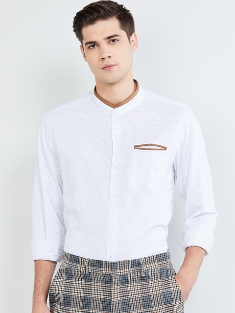 

max Men White Slim Fit Solid Casual Shirt