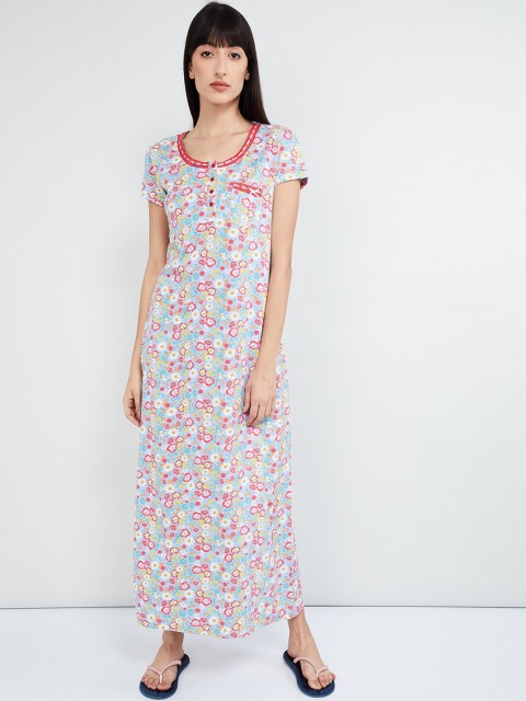 

max Blue Floral Printed Nightdress