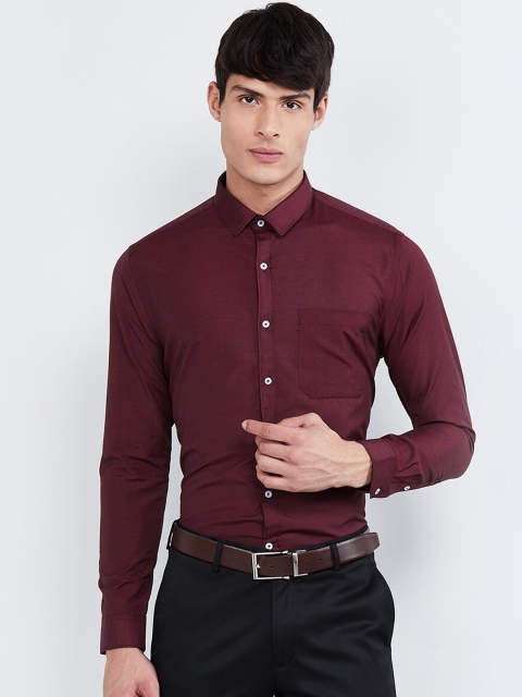 

max Men Maroon Slim Fit Solid Formal Shirt