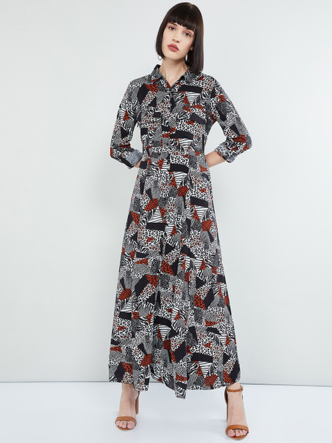 

max Women Grey Checked Wrap Dress