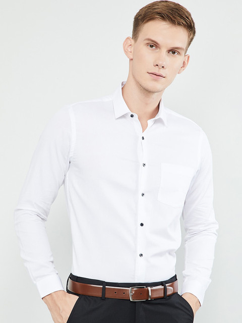 

max Men White Slim Fit Solid Formal Shirt