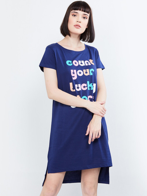 

max Navy Blue Printed Nightdress