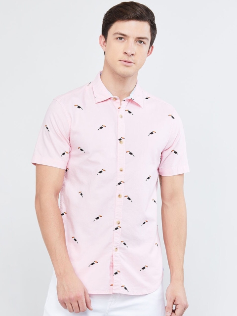 

max Men Pink Slim Fit Printed Casual Shirt